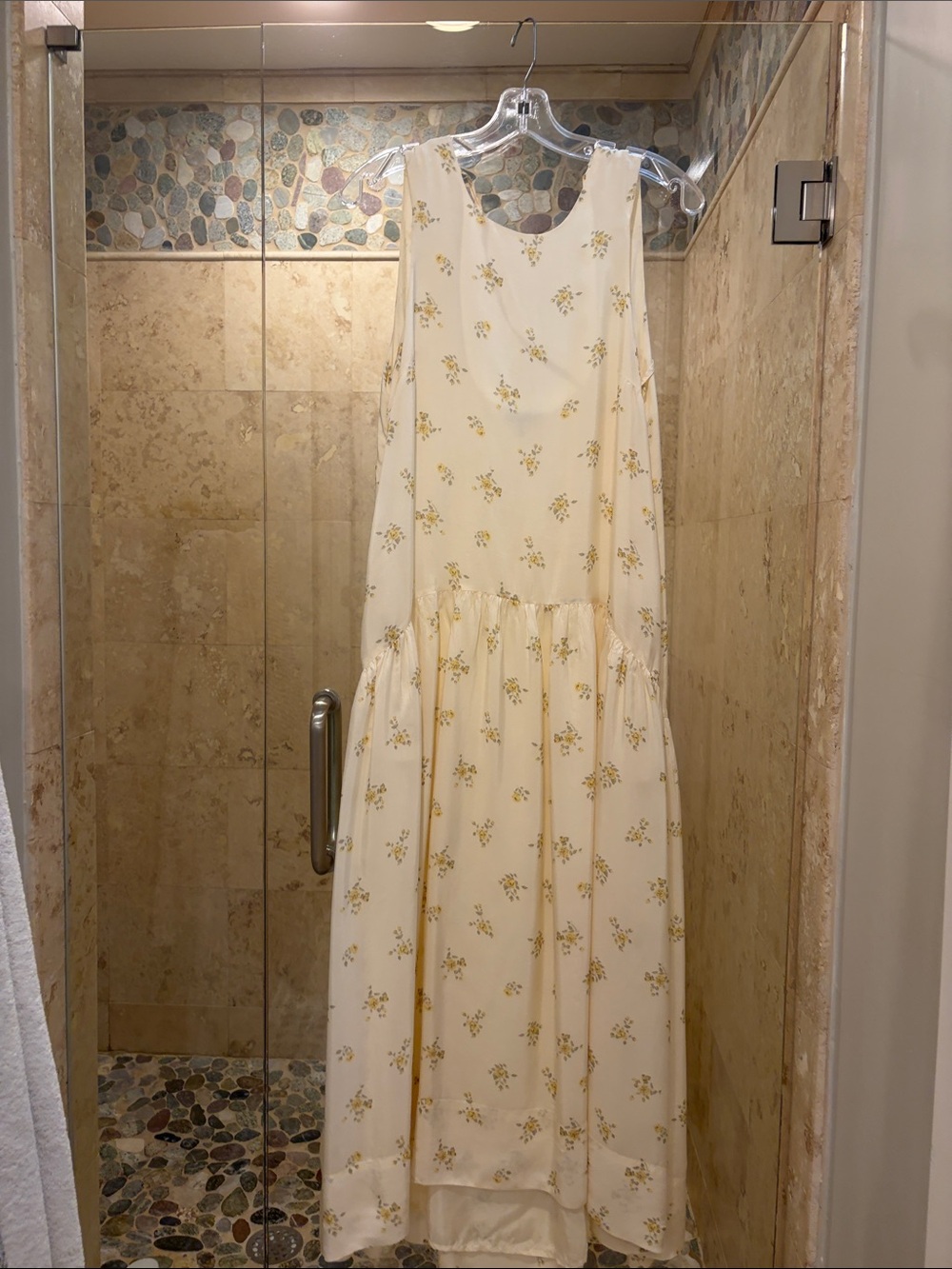 Ganni Cream Maxi Dress with Yellow Floral Print